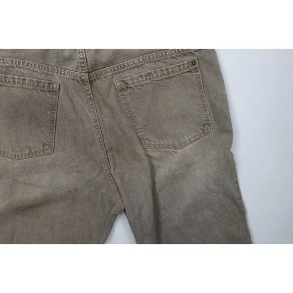Vintage LL Bean Mens 34x30 Faded Stonewash Wide Leg Denim Jeans Beige Cotton